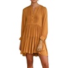 image:imageRVivimos Womens Fall Long Sleeve Casual Cotton Ruffle Button Down Loose Fit Mini DressYellow