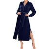 image:imageRVivimos Womens Fall Long Sleeve Velvet Casual Dresses Button Down Loose Slit Shirt Midi Dress with BeltNavyblue