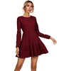 image:imageRVivimos Womens Fall Winter Cotton Long Sleeves Ruffle Casual Knit Sweater Swing Flare Mini DressBurgundy