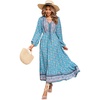 image:imageRVivimos Womens Long Sleeve Cotton VNeck Button Up Floral Print Boho Flowy Midi DressesHazeblue