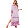 image:imageRVivimos Womens Long Sleeve Floral Print Bohemian Maxi Dresses with SlitPink