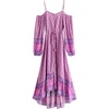 image:imageRVivimos Womens Long Sleeve Spaghetti Strap Floral Print High Low Hem Midi DressesPurple