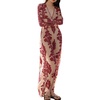 image:imageRVivimos Womens Long Sleeve V Neck Floral Embroidered Elegant ALine Maxi DressWine Red