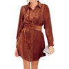 image:imageRVivimos Womens Shirt Dress Fall Velvet Button Down Long Sleeve Casual Mini Dress with BeltRustbrown