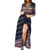 image:imageRVivimos Womens Summer Boho Button Up V Neck Floral Print Roll Up Causal Split Beach Midi DressesBlack