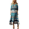 image:imageRVivimos Womens Summer Boho Button Up V Neck Floral Print Roll Up Causal Split Beach Midi DressesGreen