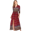 image:imageRVivimos Womens Summer Boho Button Up V Neck Floral Print Roll Up Causal Split Beach Midi DressesRed