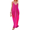 image:imageRVivimos Womens Summer Casual Adjustable Spaghetti Strap V Neck Boho Loose Fit Backless Maxi Dress with PocketsHotpink
