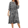image:imageRVivimos Womens Summer Casual Midi Dress Lantern Sleeve Tie V Neck Boho Floral Print Loose Fit Flowy Long DressesBlack