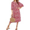 image:imageRVivimos Womens Summer Casual Midi Dress Lantern Sleeve Tie V Neck Boho Floral Print Loose Fit Flowy Long DressesRed