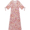 image:imageRVivimos Womens Summer Cotton Short Sleeves Boho VNeck Button Up Floral Print Front Slit Midi DressWhitepink