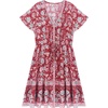 image:imageRVivimos Womens Summer Cotton Short Sleeves VNeck Floral Print Button Up Boho Mini DressRed