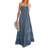 image:imageRVivimos Womens Summer Cotton Strapless Elastic Smocked Boho Beach Casual Flowy Maxi Tube DressesHazeblue2