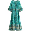 image:imageRVivimos Womens Summer Cotton Vintage Floral Half Sleeve Flowy Midi DressGreen