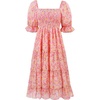 image:imageRVivimos Womens Summer Dress Chiffon Boho Puff Sleeves Ruffle Floral Print Causal Off Shoulder Split Midi DressPink