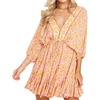 image:imageRVivimos Womens Summer Floral Dress 34 Sleeve Deep V Neck Boho Drawstring Backless Swing Mini DressPinkgold