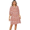image:imageRVivimos Womens Summer V Neck Casual Dresses Lantern Sleeve Boho Floral Print Loose Flowy Mini DressOrange