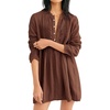 image:imageRVivimos Womens Tunic Dress Fall Cotton Button Down Long Sleeves Casual Mini Shirt DressBrown