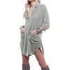 image:imageRVivimos Womens Velvet Long Sleeve Pocket Casual Mini Shirt DressSilver
