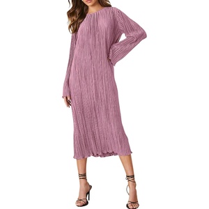 image:imageRVivimos Satin Elegant Midi Dresses for Women Long Sleeve Pleated Loose Silky Cocktail Wedding Guest Evening Party DressesMauve