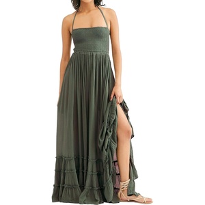 image:imageRVivimos Womens Summer Boho Sexy Backless Long DressesArmy Green