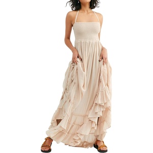 image:imageRVivimos Womens Summer Boho Sexy Backless Long DressesBeige