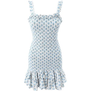 image:imageRVivimos Womens Summer Cute Strap Mini Dress Boho Casual Sleeveless Tiered Ruffle Stretchy Smocked Backless Bodycon DressesBlue