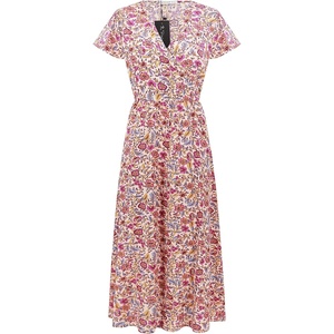 image:imageRVivimos Womens Summer Short Sleeve Floral Print V Neck Wrap Midi Dress with SlitPink