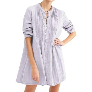 image:imageRVivimos Womens Tunic Dress Fall Cotton Button Down Long Sleeves Casual Mini Shirt DressLavender