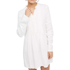 image:imageRVivimos Womens Tunic Dress Fall Cotton Button Down Long Sleeves Casual Mini Shirt DressWhite