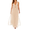 image:imageRVivimos Boho Dress for Women Sexy Deep V Neck Sleeveless Hollow Out Backless Casual Side Slit Maxi DressBeige2