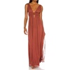 image:imageRVivimos Boho Dress for Women Sexy Deep V Neck Sleeveless Hollow Out Backless Casual Side Slit Maxi DressBurntorange