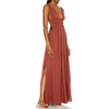 image:imageRVivimos Boho Dress for Women Sexy Deep V Neck Sleeveless Hollow Out Backless Casual Side Slit Maxi DressBurntorange