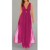 image:imageRVivimos Boho Dress for Women Sexy Deep V Neck Sleeveless Hollow Out Backless Casual Side Slit Maxi DressFuchsia