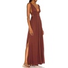 image:imageRVivimos Boho Dress for Women Sexy Deep V Neck Sleeveless Hollow Out Backless Casual Side Slit Maxi DressRedbrown2