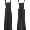 image:imageRVivimos Jumpsuits for Women Summer Cotton Sleeveless Smocked Casual One Piece Vacation Wide Leg Long Rompers with PocketsBlack