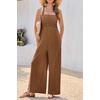 image:imageRVivimos Jumpsuits for Women Summer Cotton Sleeveless Smocked Casual One Piece Vacation Wide Leg Long Rompers with PocketsBrown