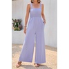 image:imageRVivimos Jumpsuits for Women Summer Cotton Sleeveless Smocked Casual One Piece Vacation Wide Leg Long Rompers with PocketsPurple