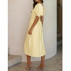 image:imageRVivimos Summer Dress for Women Cotton Plaid Puff Sleeves Casual OffShoulder Boho Side Slit Midi DressLight Yellow