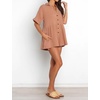 image:imageRVivimos Summer Jumpsuits for Women Casual Cotton V Neck Short Sleeve ButtonDown Loose Fit Rompers with PocketsCamel