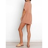 image:imageRVivimos Summer Jumpsuits for Women Casual Cotton V Neck Short Sleeve ButtonDown Loose Fit Rompers with PocketsCamel