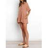image:imageRVivimos Summer Jumpsuits for Women Casual Cotton V Neck Short Sleeve ButtonDown Loose Fit Rompers with PocketsCamel