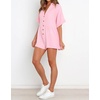 image:imageRVivimos Summer Jumpsuits for Women Casual Cotton V Neck Short Sleeve ButtonDown Loose Fit Rompers with PocketsPink