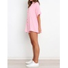 image:imageRVivimos Summer Jumpsuits for Women Casual Cotton V Neck Short Sleeve ButtonDown Loose Fit Rompers with PocketsPink