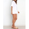image:imageRVivimos Summer Jumpsuits for Women Casual Cotton V Neck Short Sleeve ButtonDown Loose Fit Rompers with PocketsWhite