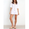 image:imageRVivimos Summer Jumpsuits for Women Casual Cotton V Neck Short Sleeve ButtonDown Loose Fit Rompers with PocketsWhite
