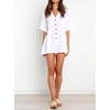image:imageRVivimos Summer Jumpsuits for Women Casual Cotton V Neck Short Sleeve ButtonDown Loose Fit Rompers with PocketsWhite