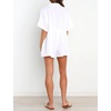 image:imageRVivimos Summer Jumpsuits for Women Casual Cotton V Neck Short Sleeve ButtonDown Loose Fit Rompers with PocketsWhite