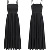 image:imageRVivimos Womens Summer Boho Cotton Maxi Dress Adjustable Spaghetti Strap Elastic Smocked Casual Ruffle Hem Flowy Beach DressBlack