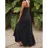 image:imageRVivimos Womens Summer Boho Cotton Maxi Dress Adjustable Spaghetti Strap Elastic Smocked Casual Ruffle Hem Flowy Beach DressBlack